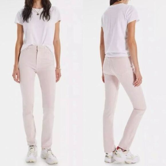 Mother Jeans Women’s The Dazzler Hover in Date Night Pale Peach Straight - Picture 4 of 12